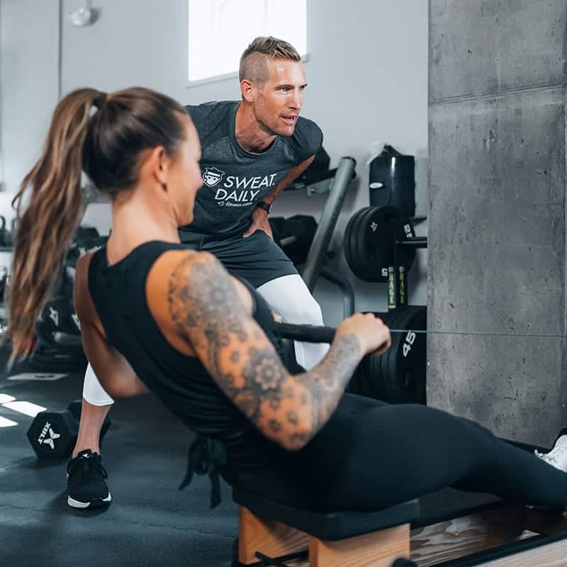 Man and woman working out